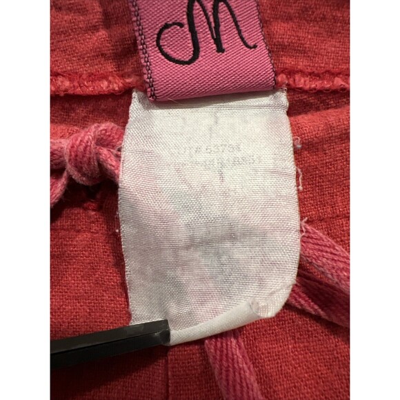 Vintage Y2K Wrapper Low Rise Linen Wide Leg Crop Pants Cargo Pedal Pusher Red‎ - Picture 8 of 16